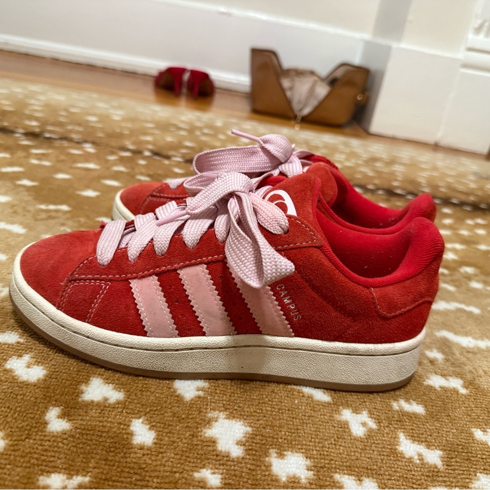 Adidas Red and Pink Campus Sneakers